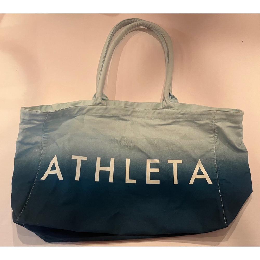 Athleta Tote Bag Gym Blue Ombre Large Canvas Shopping Bag Travel